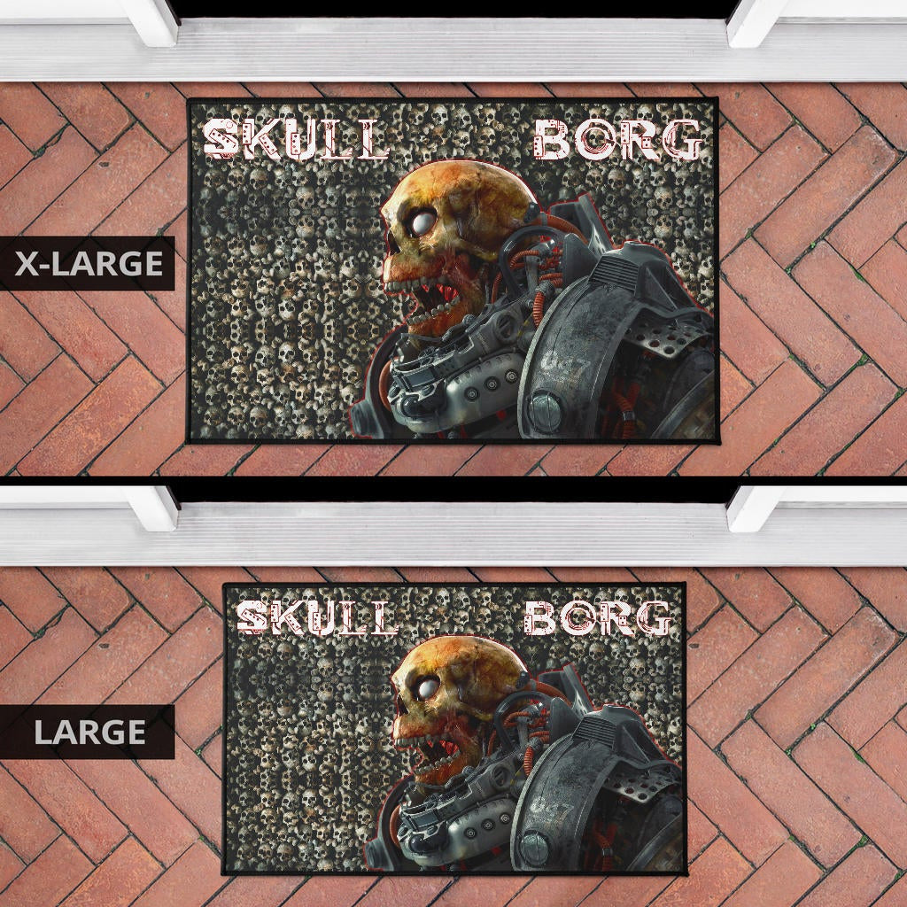 Horror Movie Robot Skullborg Skull Background Door Mat Home Decor