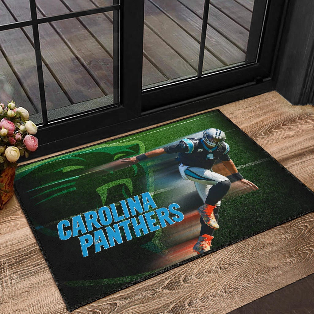 Carolina Panthers American Football Cam Newton Running Lightning Speed Door Mat Home Decor