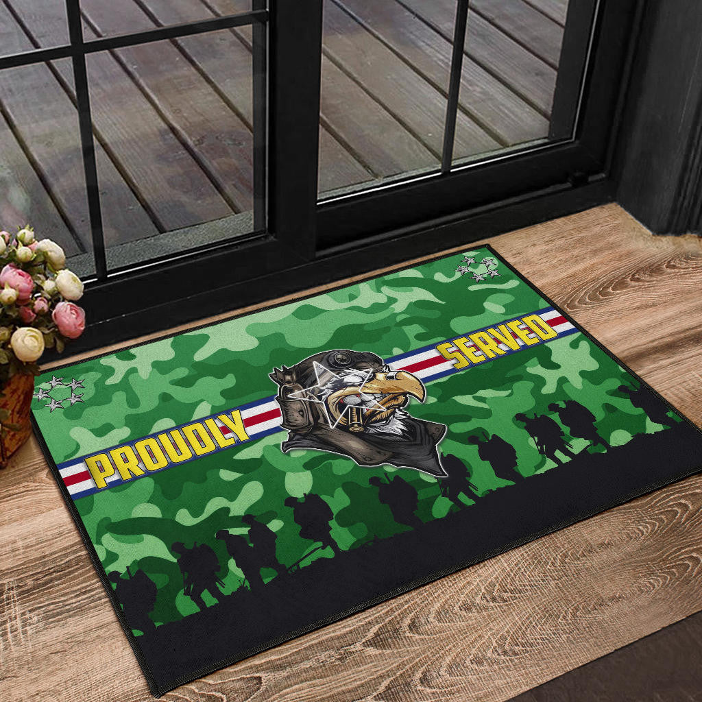 US Independence Day Proudly Served US Army Soldier Silhouette Door Mat Home Decor