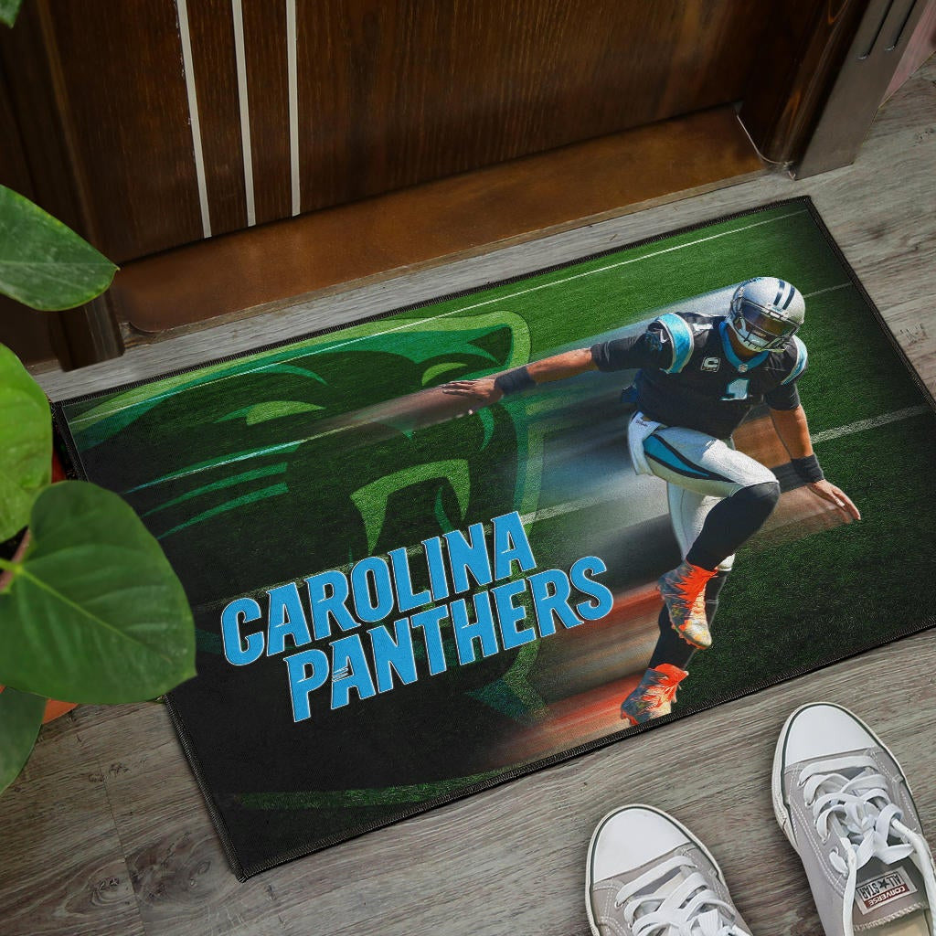 Carolina Panthers American Football Cam Newton Running Lightning Speed Door Mat Home Decor