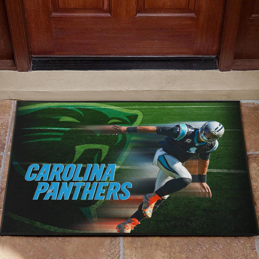 Carolina Panthers American Football Cam Newton Running Lightning Speed Door Mat Home Decor