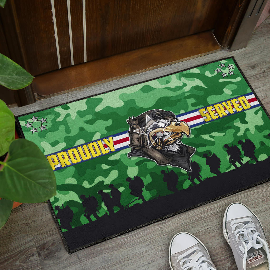US Independence Day Proudly Served US Army Soldier Silhouette Door Mat Home Decor