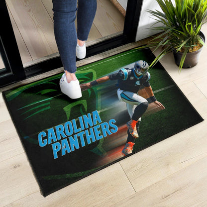 Carolina Panthers American Football Cam Newton Running Lightning Speed Door Mat Home Decor
