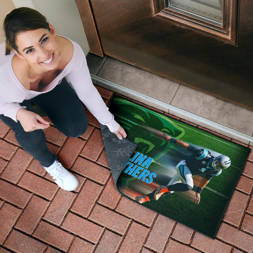 Carolina Panthers American Football Cam Newton Running Lightning Speed Door Mat Home Decor