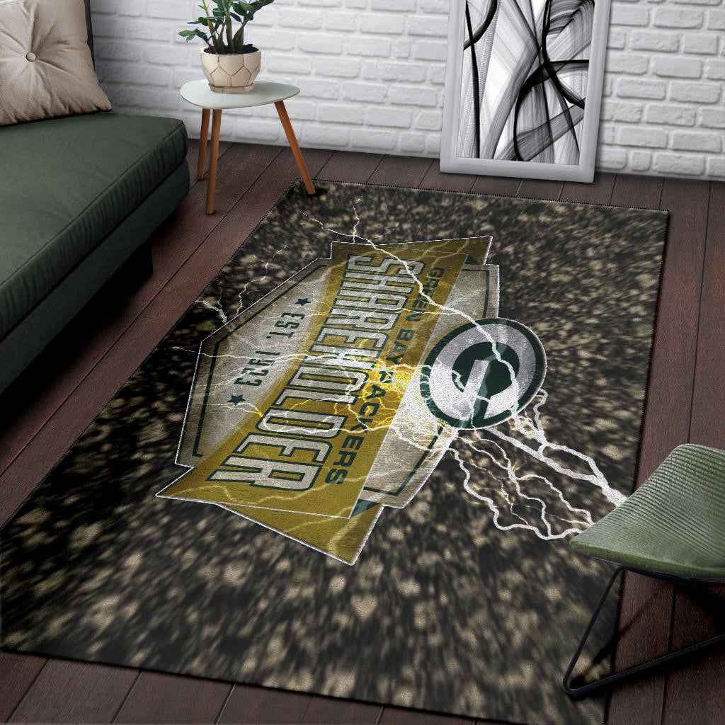 Green Bay American Football Packers G Shareholders Est 1923 Lightning Area Rug Home Decor