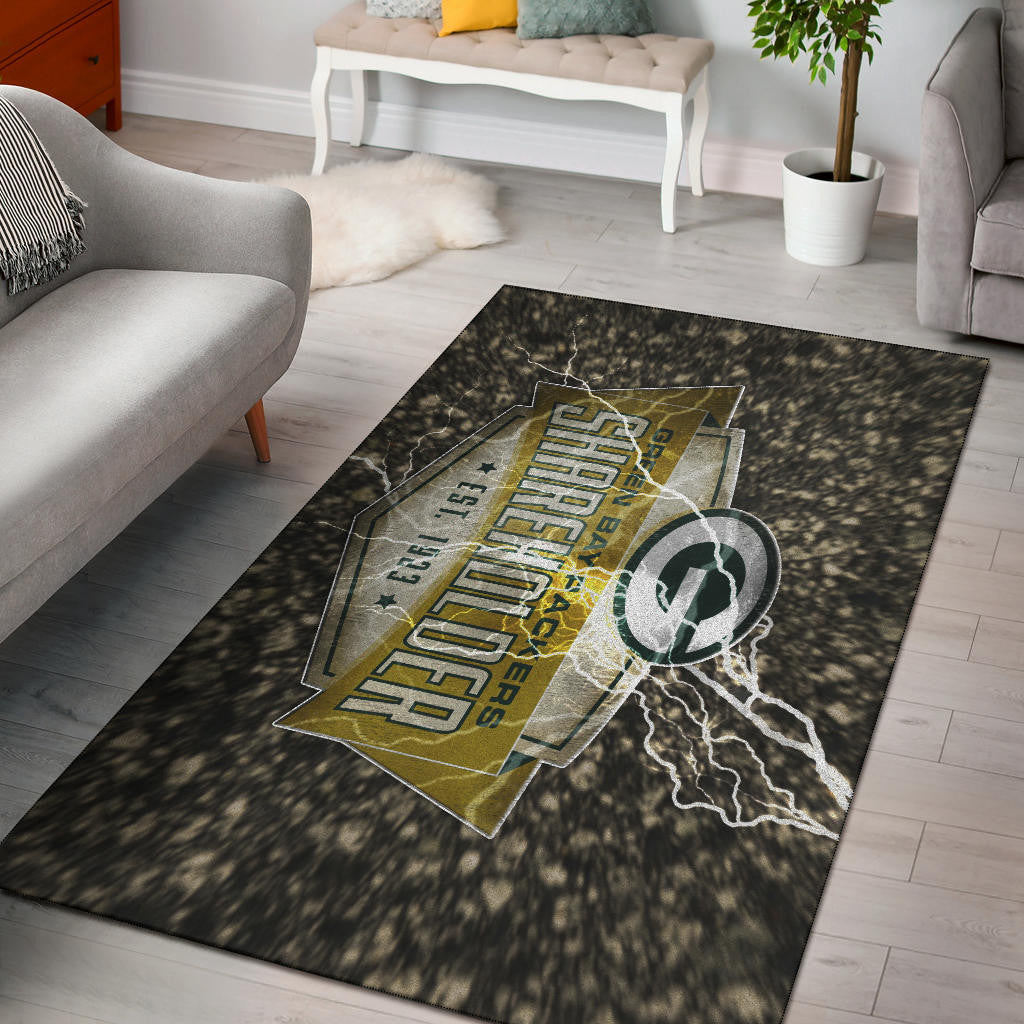 Green Bay American Football Packers G Shareholders Est 1923 Lightning Area Rug Home Decor