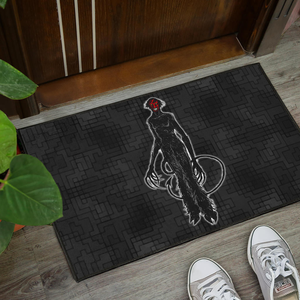Horror Movie Hairy Devil With Red Face Black Door Mat Home Decor