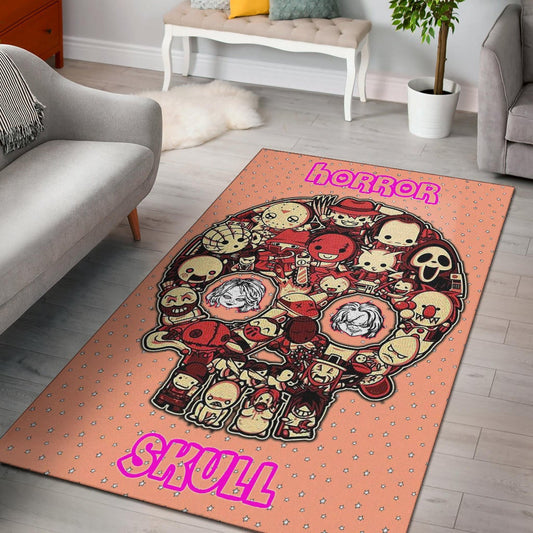 Horror Movie Horror Villains Face In Skull Star Background Area Rug Home Decor