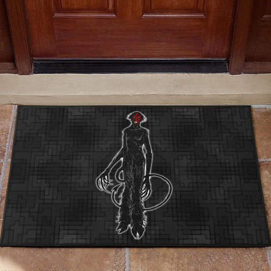 Horror Movie Hairy Devil With Red Face Black Door Mat Home Decor