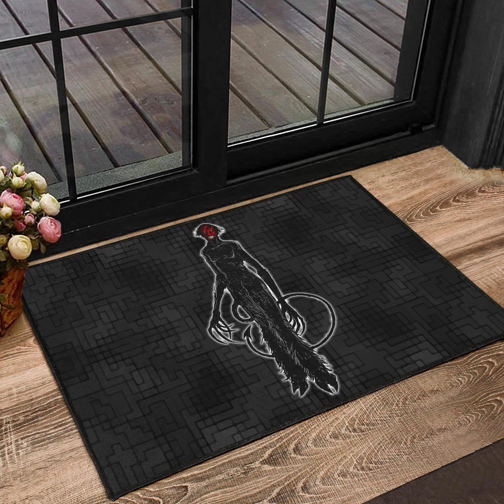 Horror Movie Hairy Devil With Red Face Black Door Mat Home Decor