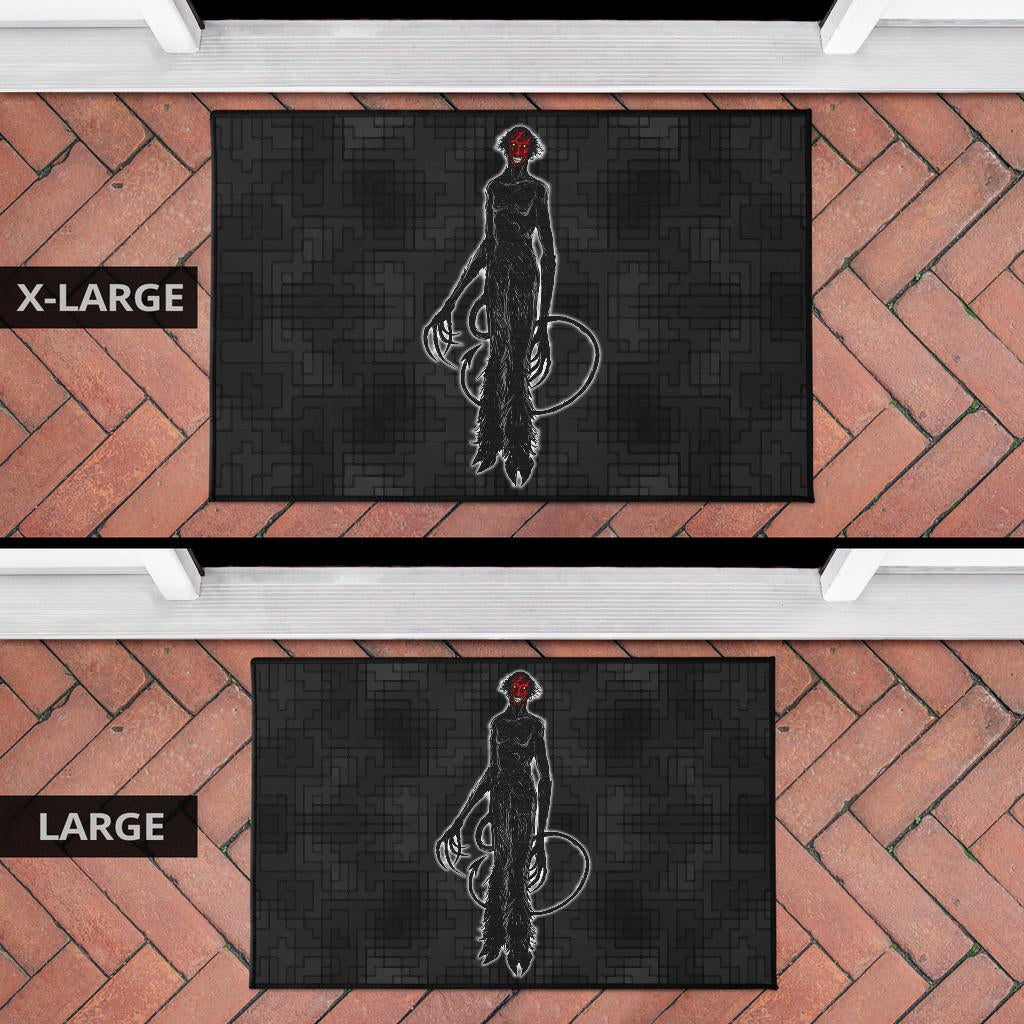 Horror Movie Hairy Devil With Red Face Black Door Mat Home Decor