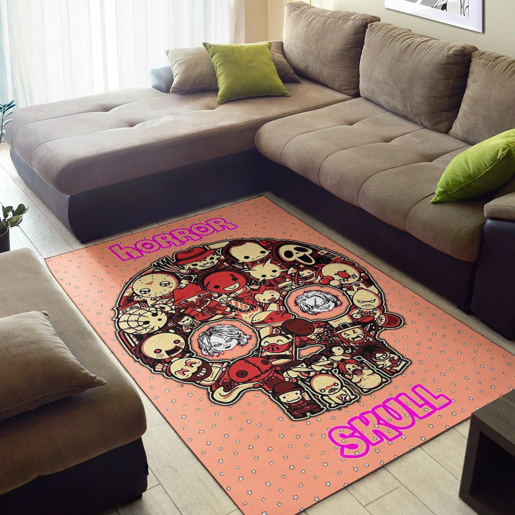 Horror Movie Horror Villains Face In Skull Star Background Area Rug Home Decor