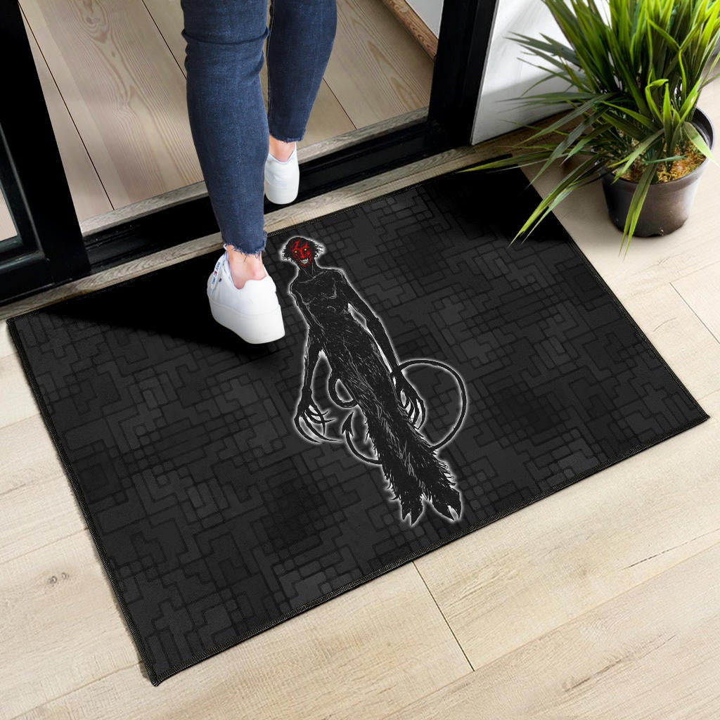 Horror Movie Hairy Devil With Red Face Black Door Mat Home Decor