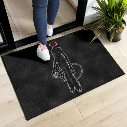 Horror Movie Hairy Devil With Red Face Black Door Mat Home Decor