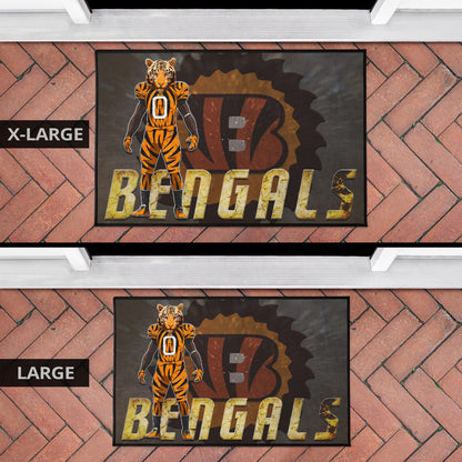 Cincinnati Bengals American Football Bengals Player Wearing Tiger Suit Bengal Head Door Mat Home Decor