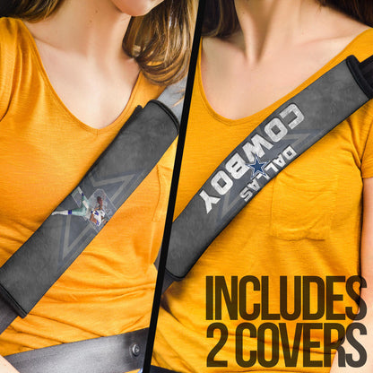 Dallas American Football Cowboy Player 04 Throwing Rugby Ball Light Grey Seat Belt Covers