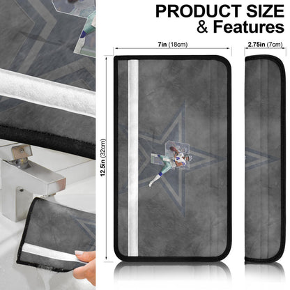 Dallas American Football Cowboy Player 04 Throwing Rugby Ball Light Grey Seat Belt Covers