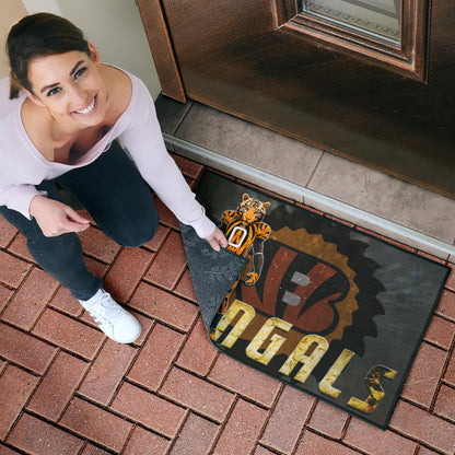 Cincinnati Bengals American Football Bengals Player Wearing Tiger Suit Bengal Head Door Mat Home Decor