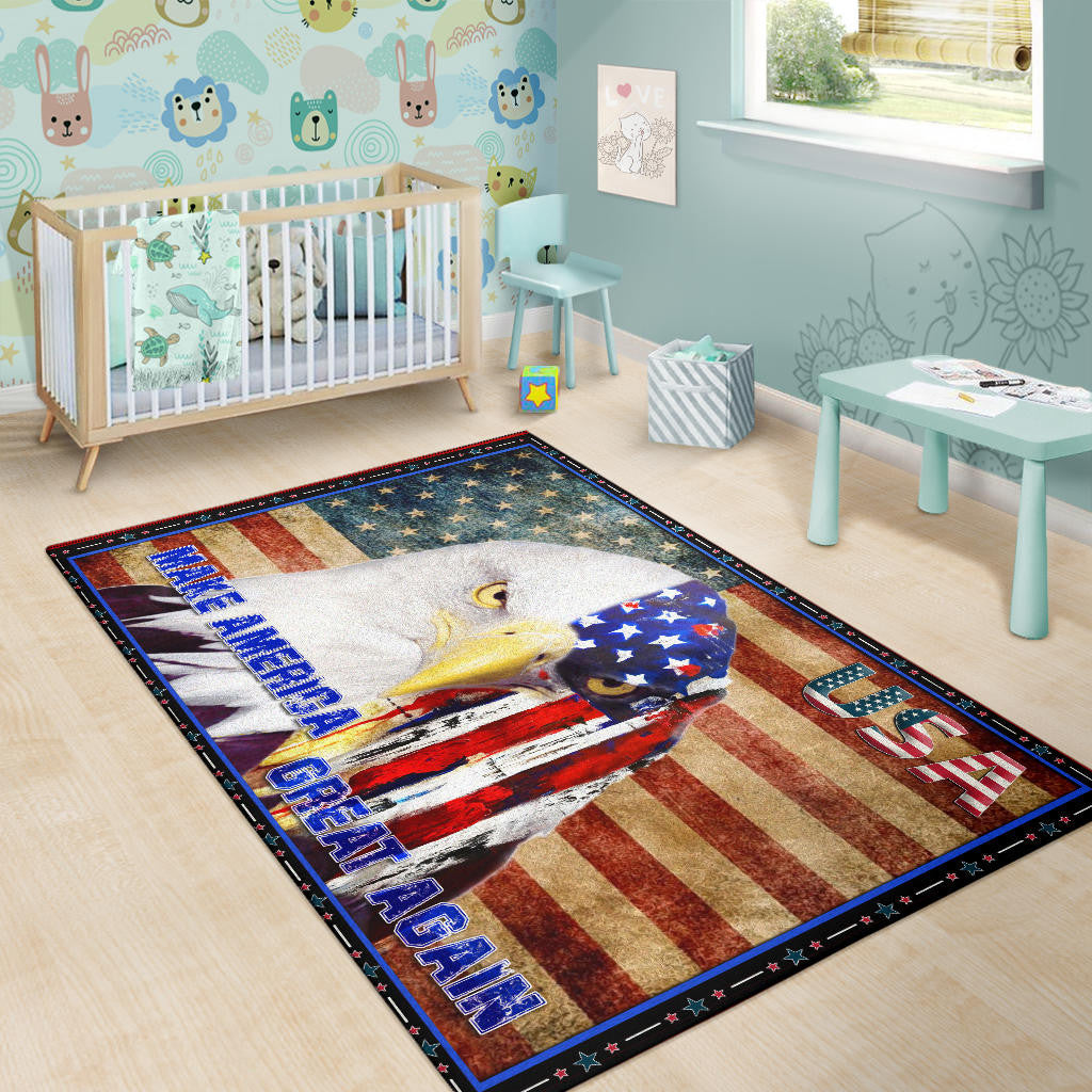 US Independence Day Funny Bald Eagle Face USA Star Area Rug Home Decor