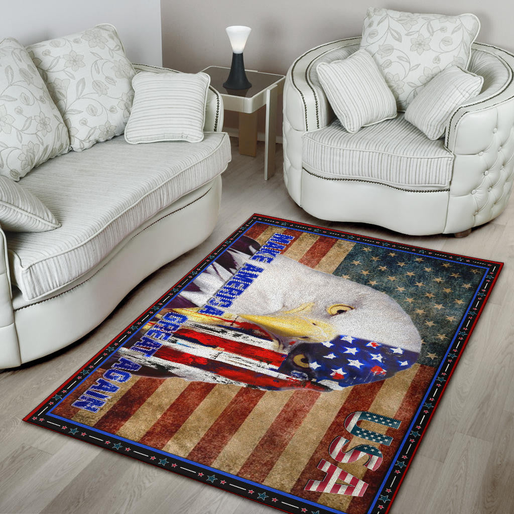 US Independence Day Funny Bald Eagle Face USA Star Area Rug Home Decor