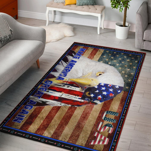 US Independence Day Funny Bald Eagle Face USA Star Area Rug Home Decor