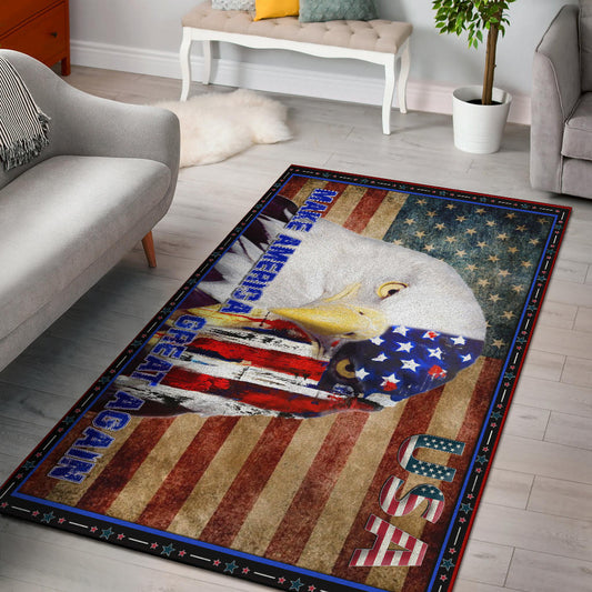 US Independence Day Funny Bald Eagle Face USA Star Area Rug Home Decor