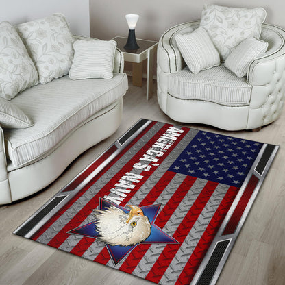 US Independence Day America's Navy Eagle Head On US Steel Flag Area Rug Home Decor