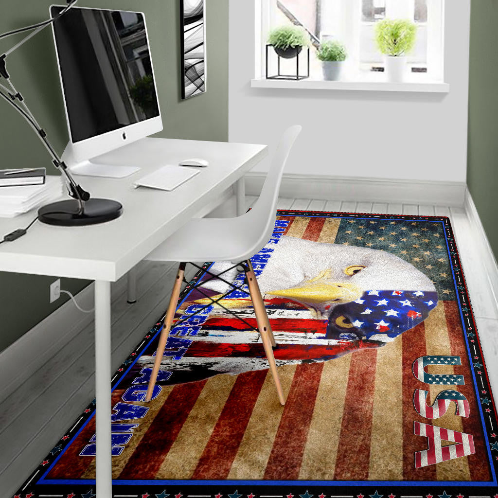 US Independence Day Funny Bald Eagle Face USA Star Area Rug Home Decor