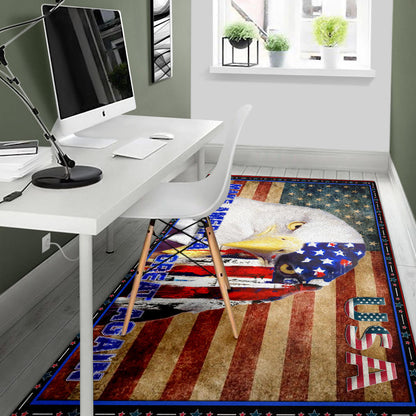 US Independence Day Funny Bald Eagle Face USA Star Area Rug Home Decor