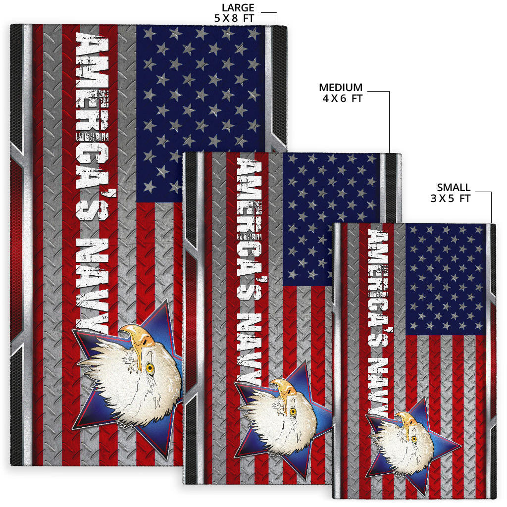 US Independence Day America's Navy Eagle Head On US Steel Flag Area Rug Home Decor