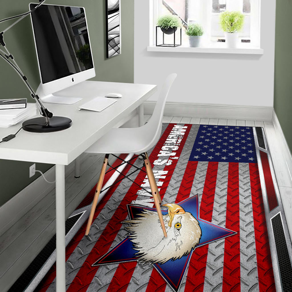 US Independence Day America's Navy Eagle Head On US Steel Flag Area Rug Home Decor