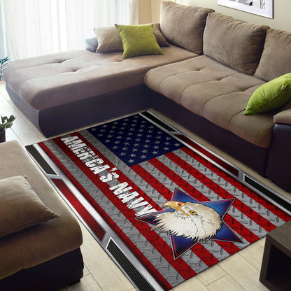 US Independence Day America's Navy Eagle Head On US Steel Flag Area Rug Home Decor
