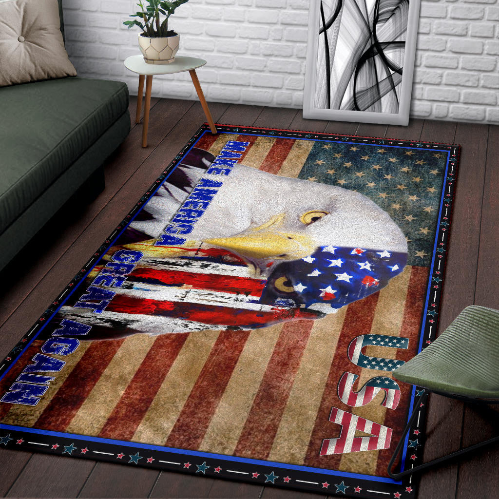 US Independence Day Funny Bald Eagle Face USA Star Area Rug Home Decor