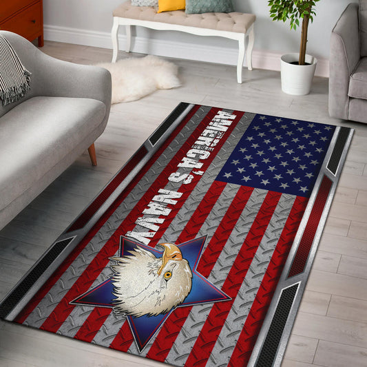 US Independence Day America's Navy Eagle Head On US Steel Flag Area Rug Home Decor