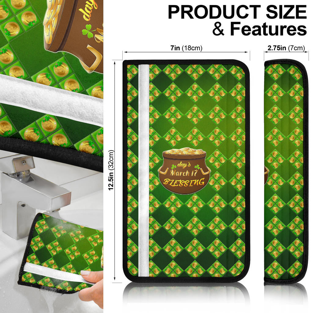 Saint Patrick's Mar 17 Blessing Pot Of Gold Coins Seat Belt Covers