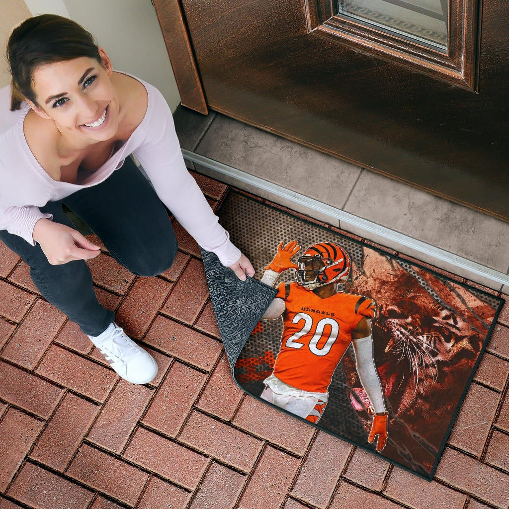 Cincinnati Bengals American Football Eli Apple Bengal Tiger Roar Claw Scratches Door Mat Home Decor