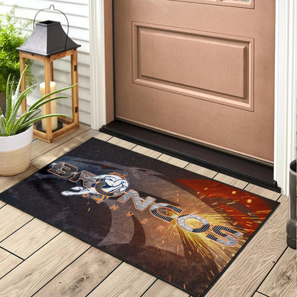 Denver American Football Broncos Machine Steel Broncos Metal Melting Door Mat Home Decor