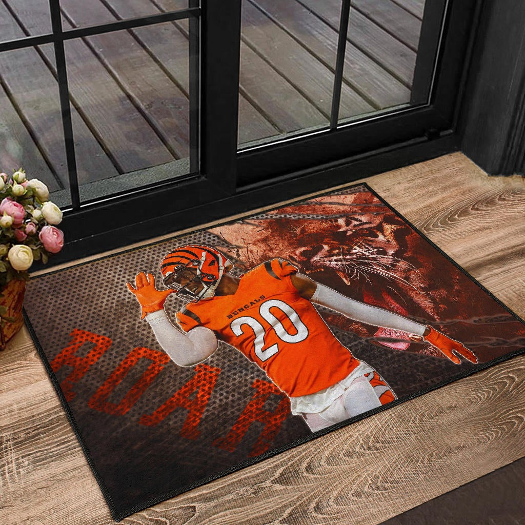 Cincinnati Bengals American Football Eli Apple Bengal Tiger Roar Claw Scratches Door Mat Home Decor