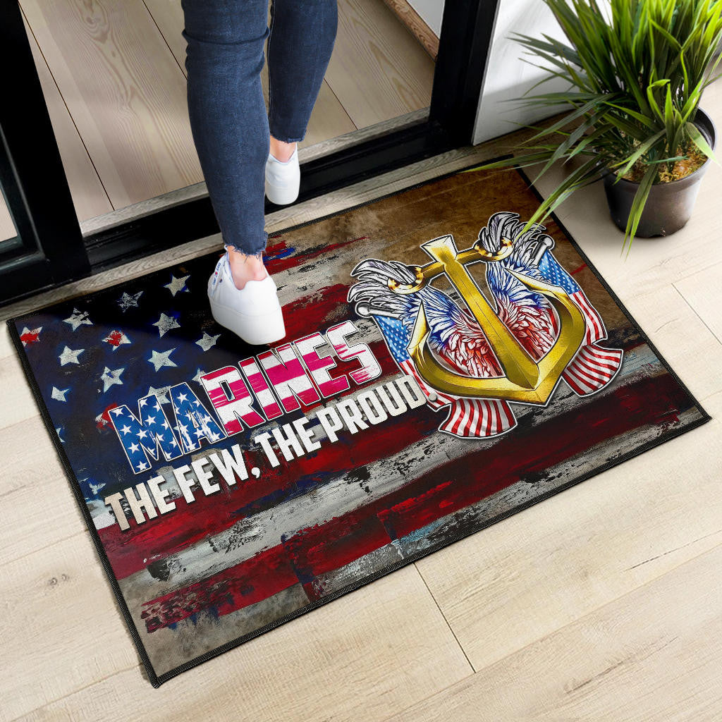 US Independence Day Marines Golden Ancor The Few The Proud Door Mat Home Decor