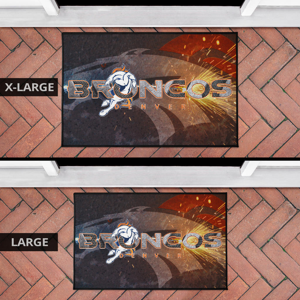 Denver American Football Broncos Machine Steel Broncos Metal Melting Door Mat Home Decor