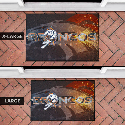 Denver American Football Broncos Machine Steel Broncos Metal Melting Door Mat Home Decor
