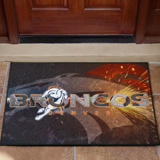 Denver American Football Broncos Machine Steel Broncos Metal Melting Door Mat Home Decor