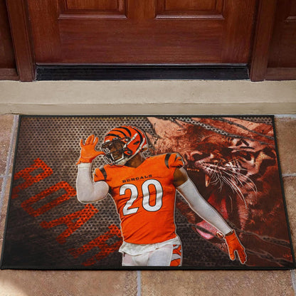 Cincinnati Bengals American Football Eli Apple Bengal Tiger Roar Claw Scratches Door Mat Home Decor