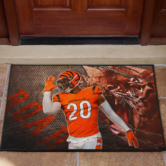 Cincinnati Bengals American Football Eli Apple Bengal Tiger Roar Claw Scratches Door Mat Home Decor