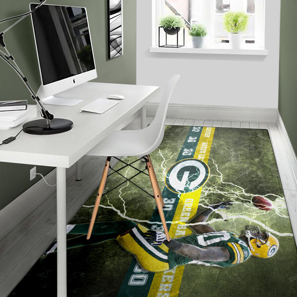 Green Bay American Football Packers Ahman Green 30 Lightning Rugby Ball Area Rug Home Decor