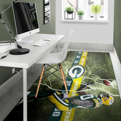 Green Bay American Football Packers Ahman Green 30 Lightning Rugby Ball Area Rug Home Decor