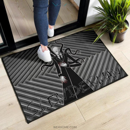 Horror Movie Slenderman Minimal Fanart Black White Door Mat Home Decor