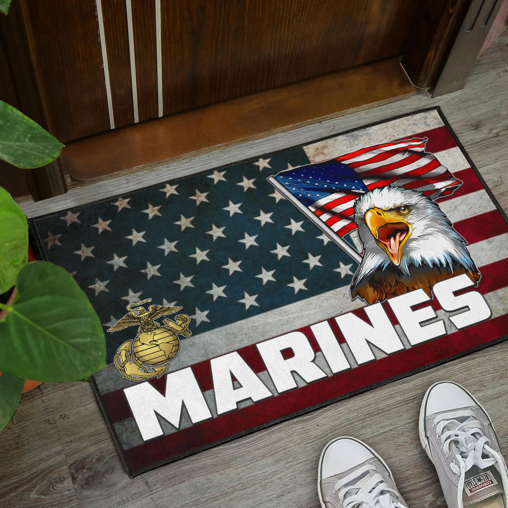 US Independence Day Bald Eagle Marines US Flag Door Mat Home Decor