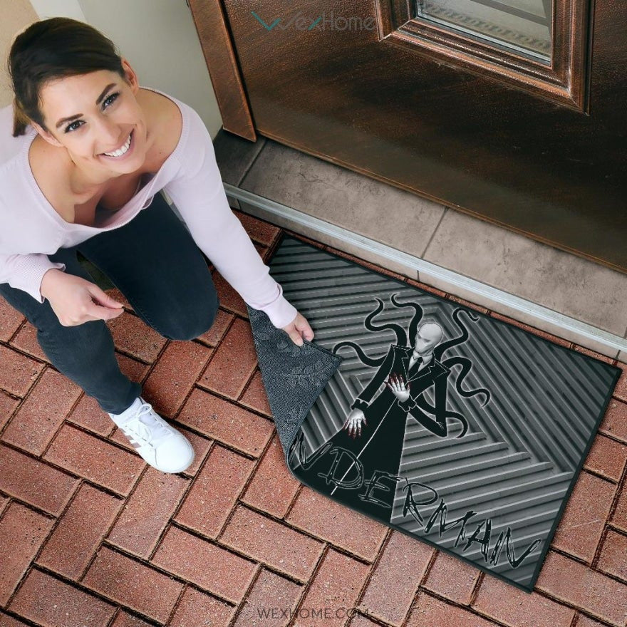 Horror Movie Slenderman Minimal Fanart Black White Door Mat Home Decor