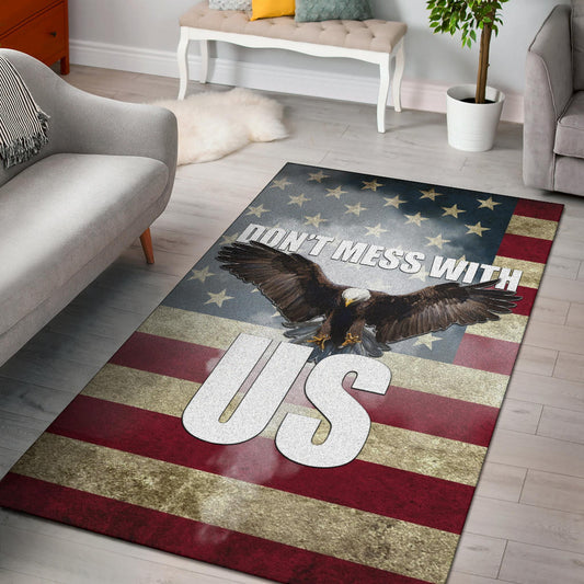 US Independence Day Bald Eagle Flying Don't Mess With US Area Rug Home Decor